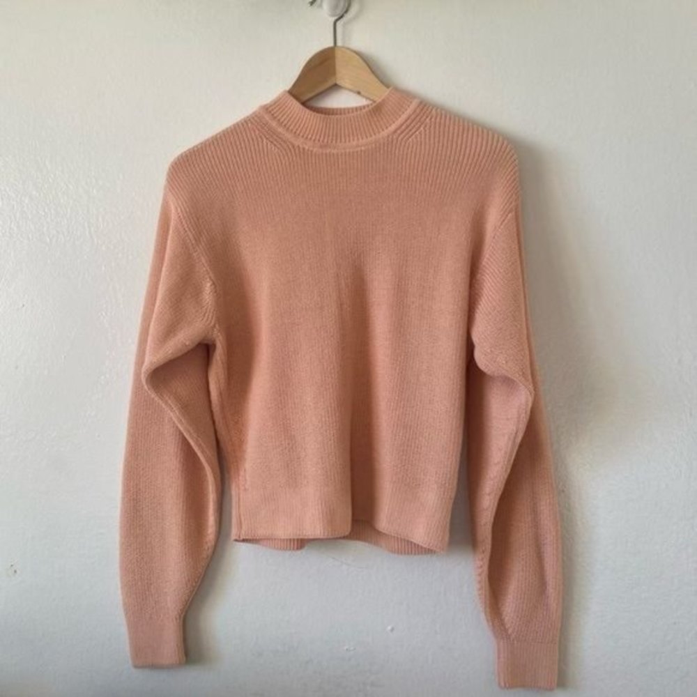 UNIQLO Sz XS Pink Peach Nude Mock Neck Knitted Sweatshirt Sweater